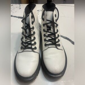 Dr.Martin White Lace-Up Boots with Black Accents